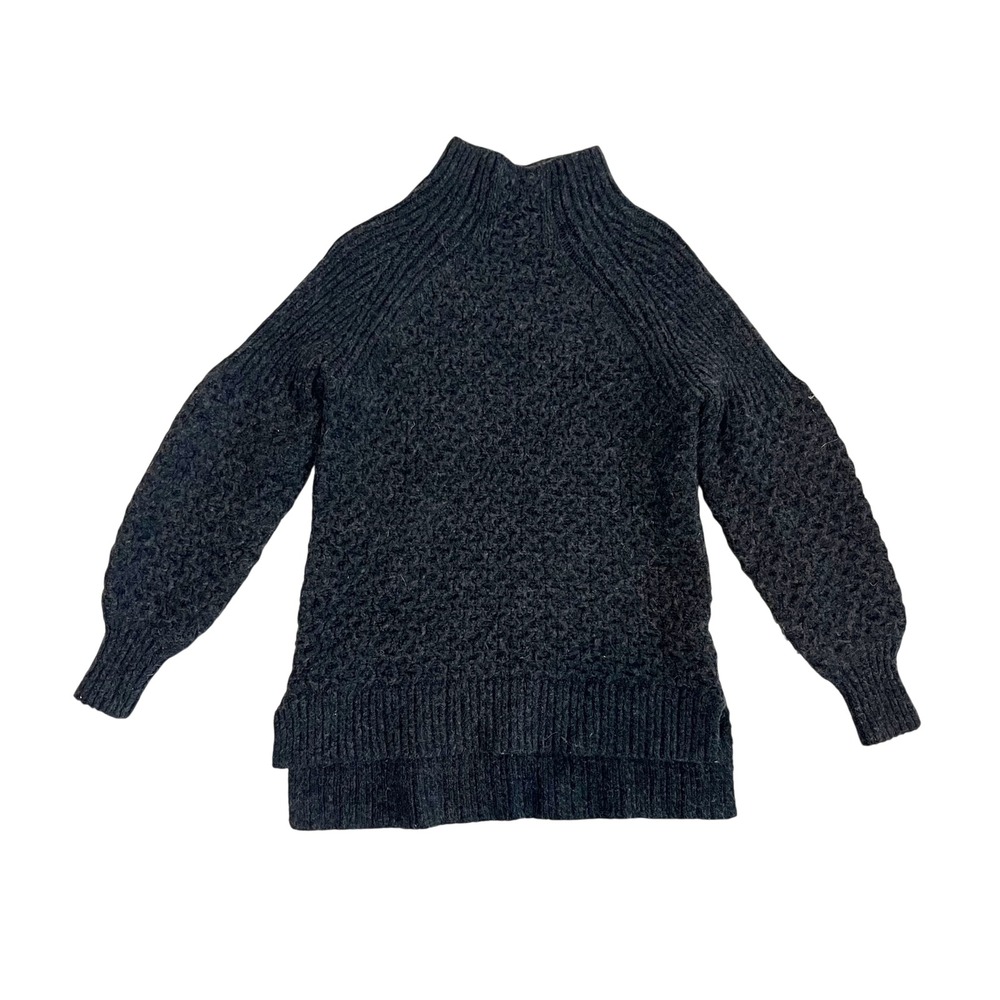 Anthropologie Bia Mock Neck Sweater Charcoal Gray Alpaca Blend Textured Knit XS